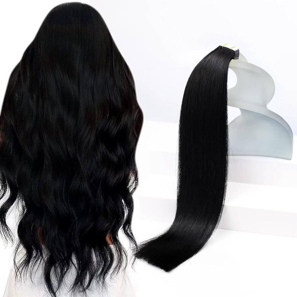 Tape in Hair Extensions Human Hair 22inch Long Straight Remy Natural
